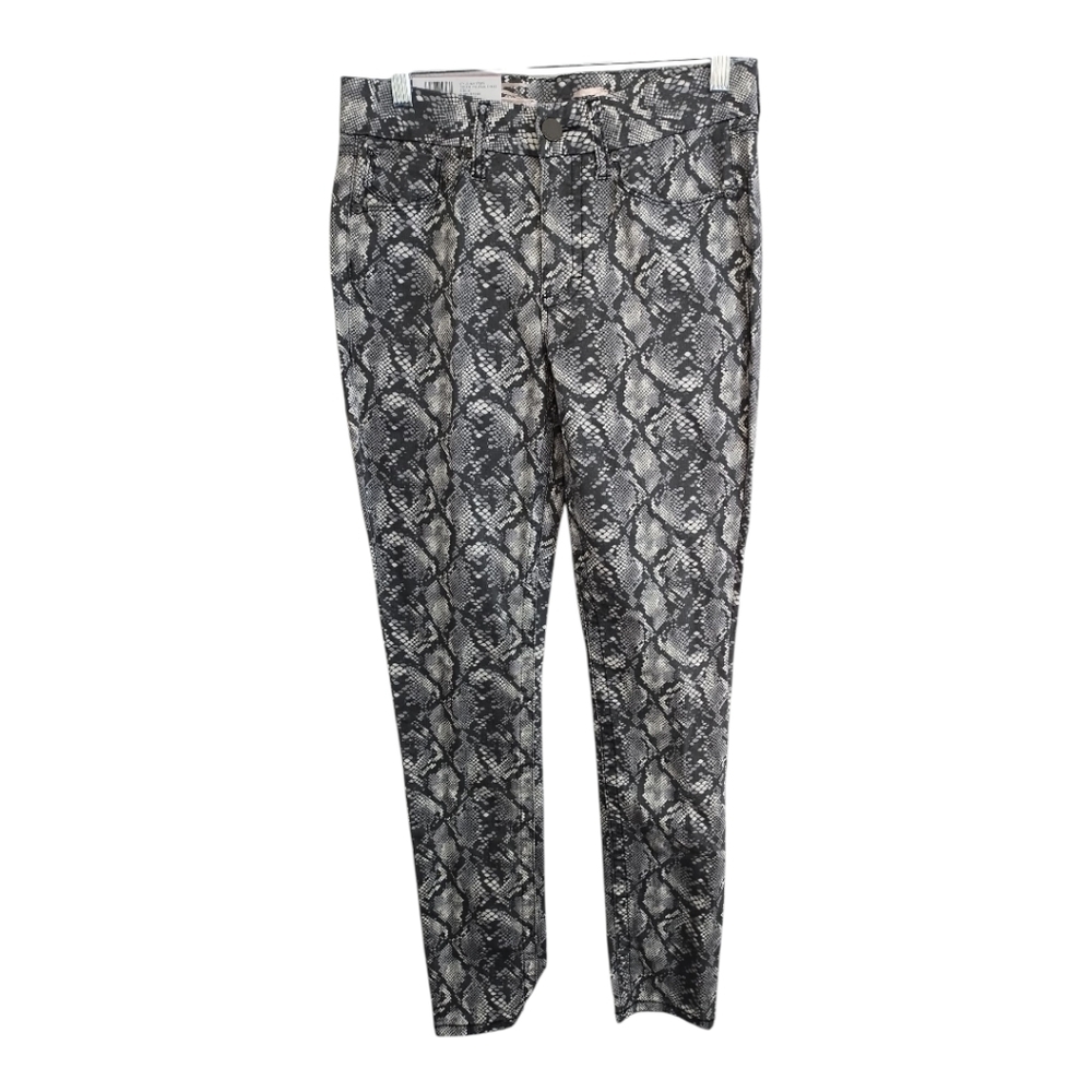 Seven7 Tummyless High Rise Skinny Neutral Snake Festival Boho Grunge Pants 6